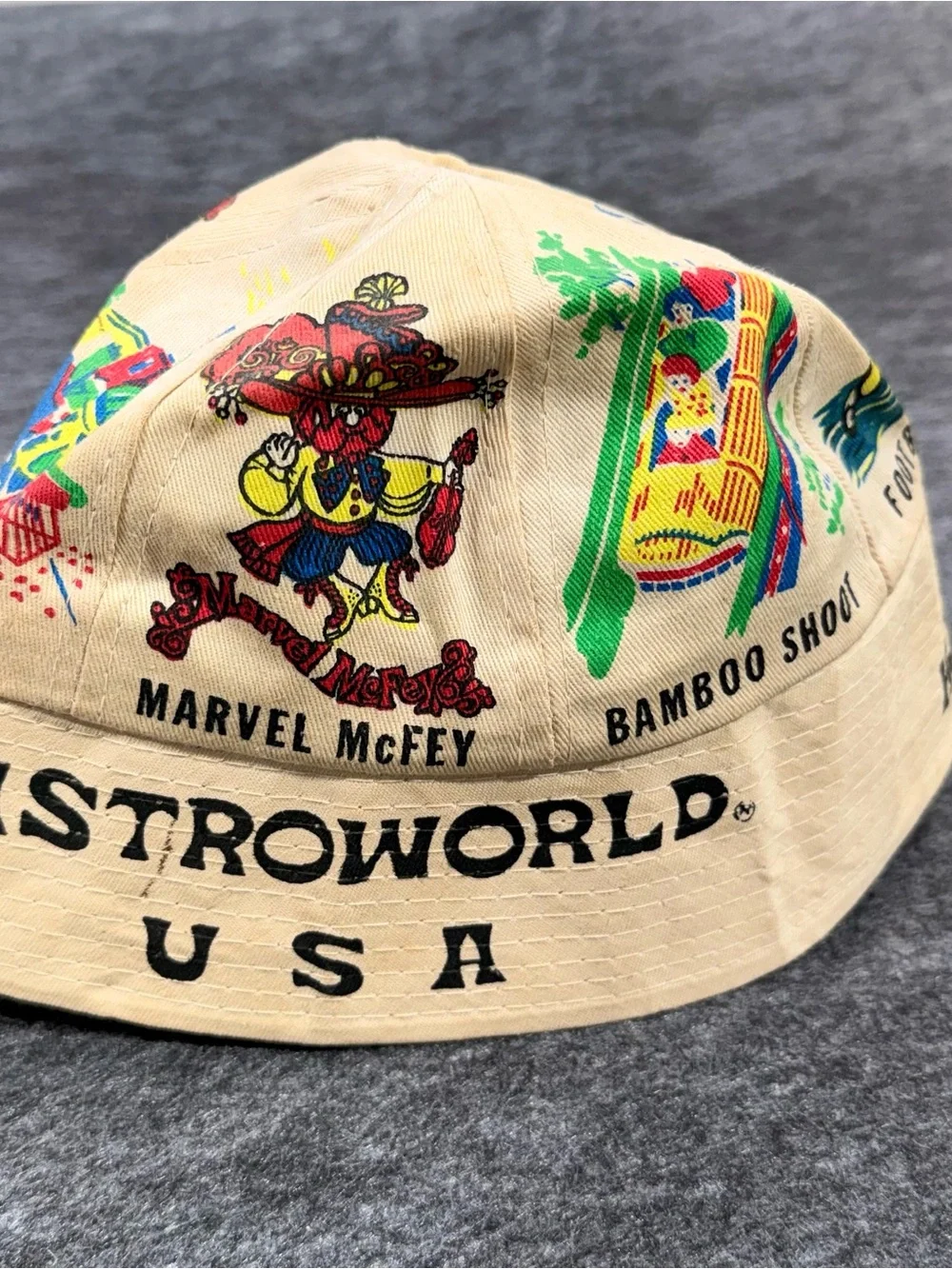 Vintage Astroworld Houston Texas Bucket Hat Astrodome Theme Park 80s 90s Mcfey